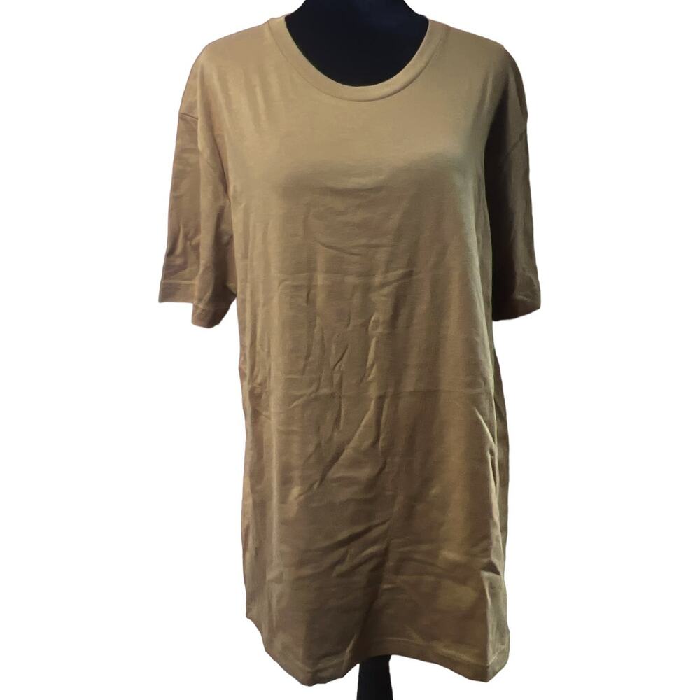 LAT Men's Short Sleeve Crew Neck Tee Shirt Top Large Coyote Brown 100% Cotton 1